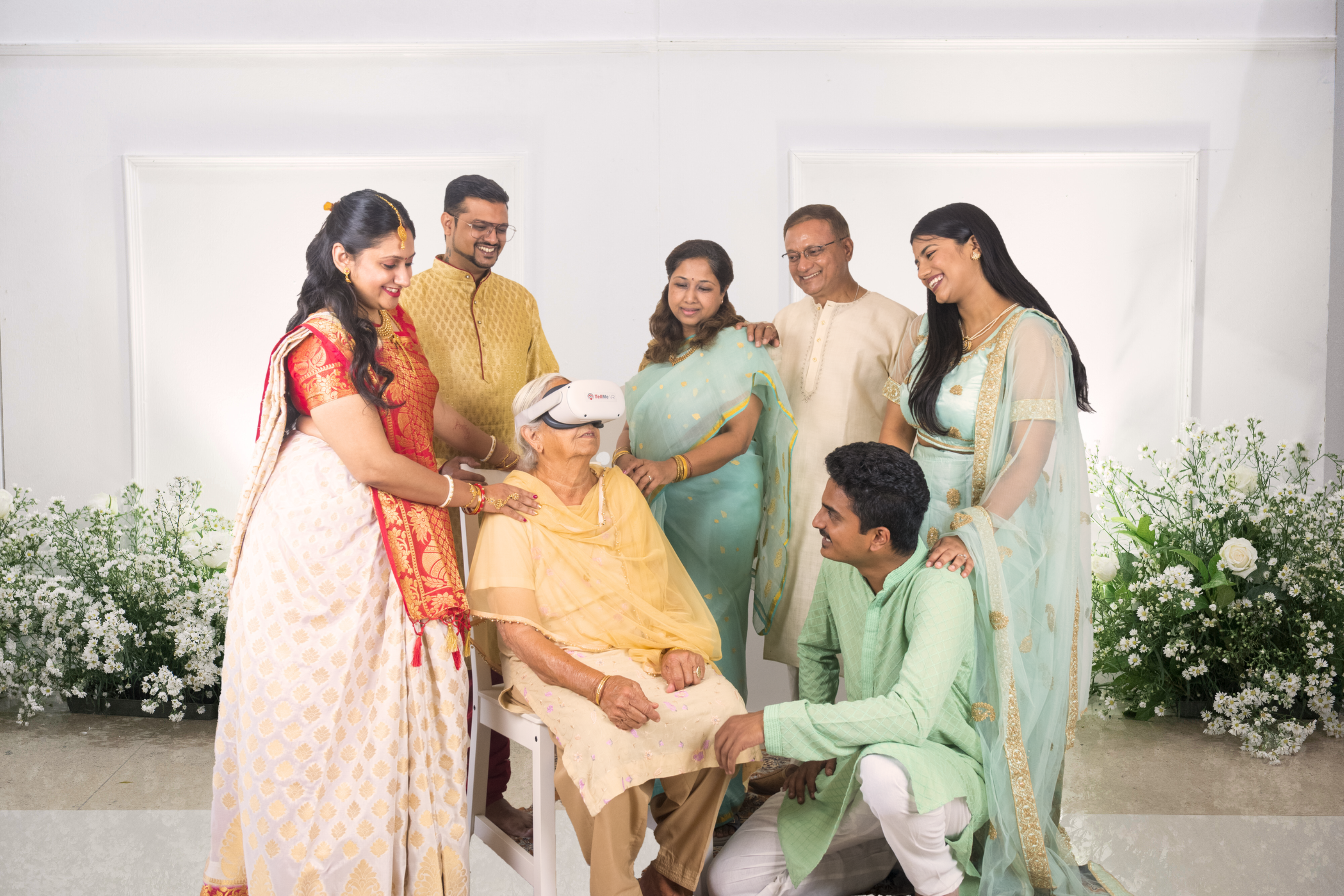 Couple with VR headset